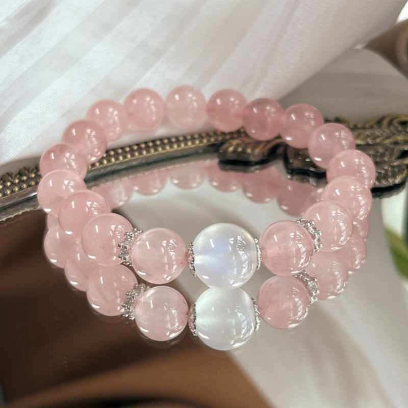 Rose Quartz & Moonstone Bracelet | Emotional Healing Crystal Jewelry