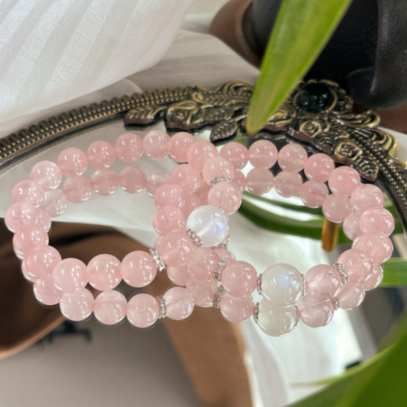 Rose Quartz & Moonstone Bracelet | Emotional Healing Crystal Jewelry
