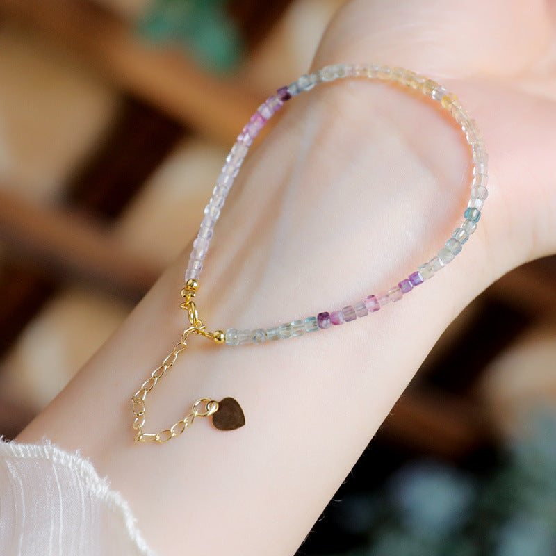 Rainbow Fluorite Dainty Bracelet | Ultra-Fine 2mm Pastel Crystal Jewelry