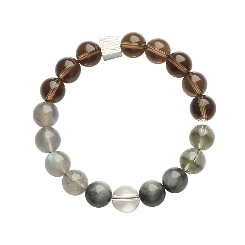 Smoky Quartz & Labradorite Crystal Bracelet | Multi-Stone Happiness Jewelry