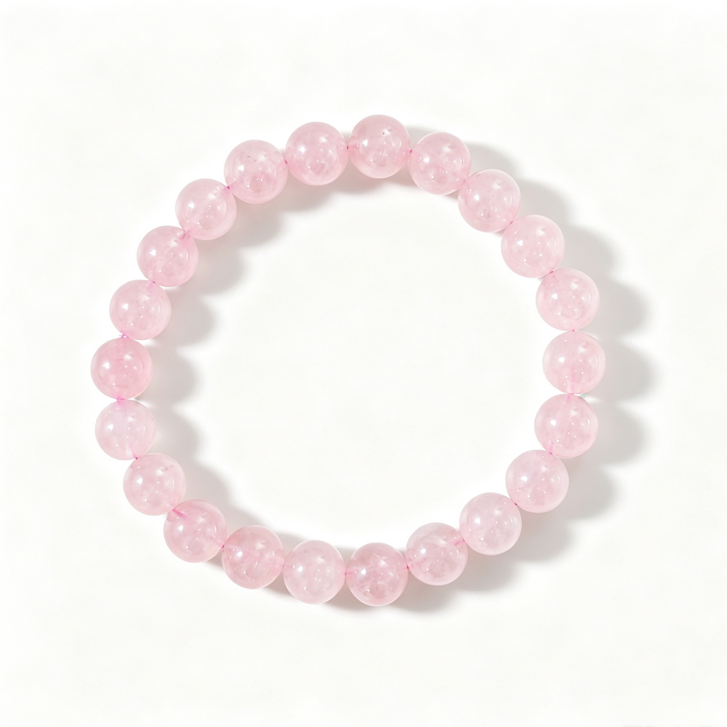 Natural Grapefruit Pink Crystal Bracelet – Madagascar Rose Quartz Round Bead Bracelet