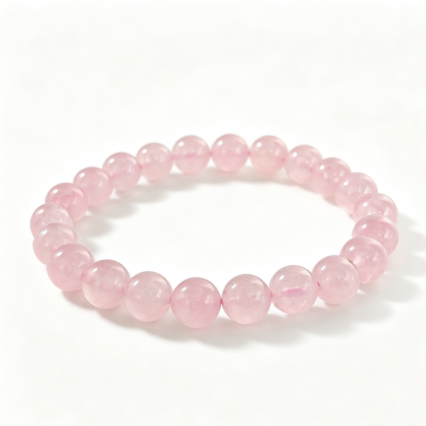 Natural Grapefruit Pink Crystal Bracelet – Madagascar Rose Quartz Round Bead Bracelet
