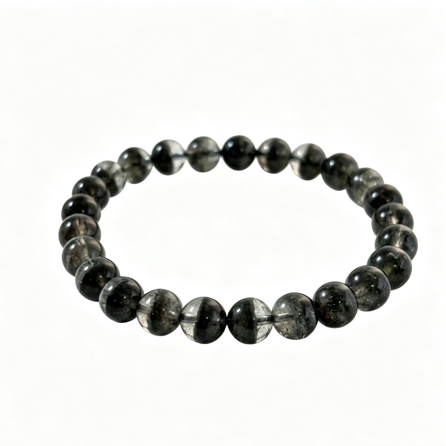 Natural Ice-Type Green Phantom Quartz Bracelet – Red & Green Phantom Layered Single Strand