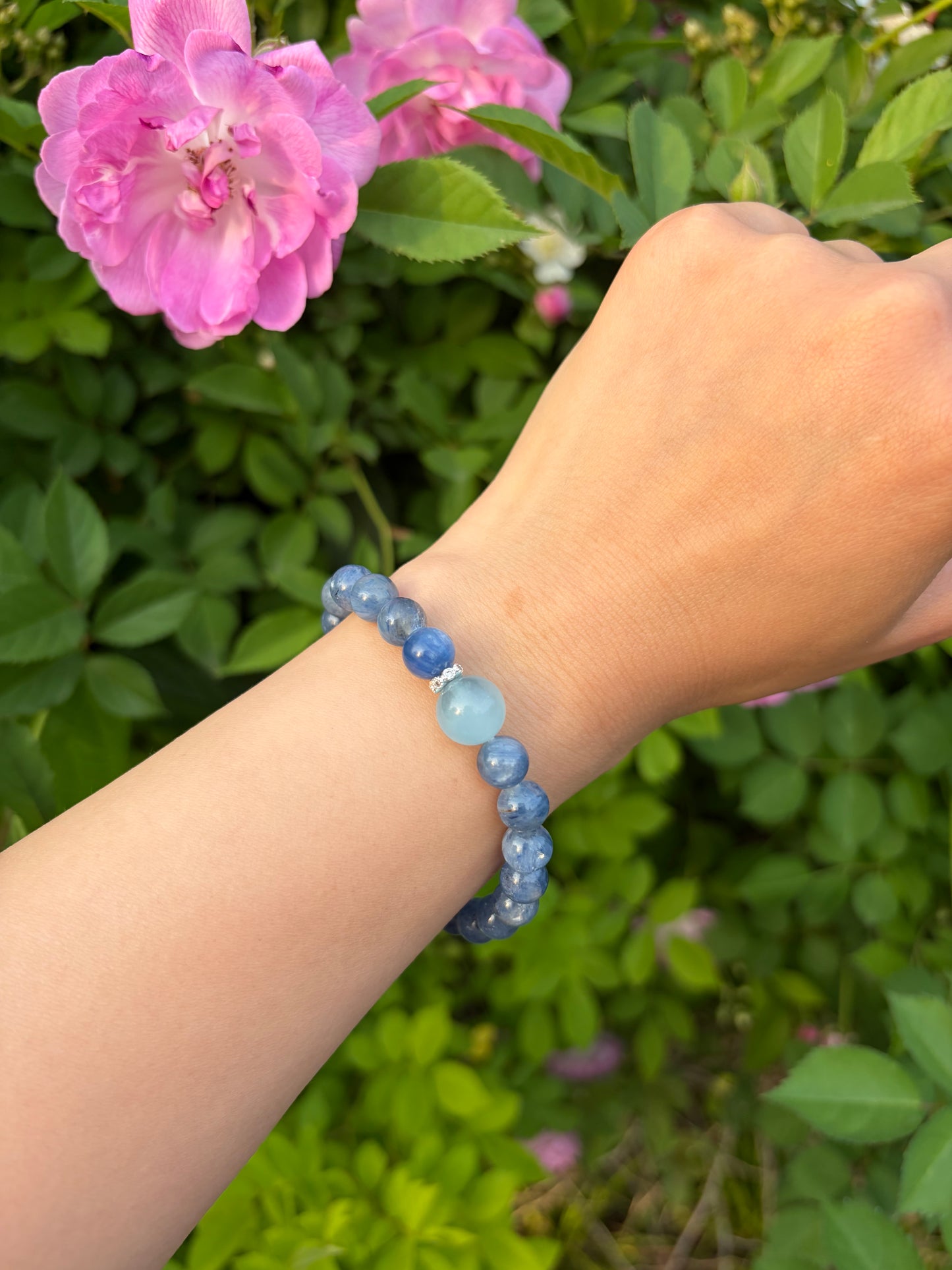 Kyanite & Aquamarine Bracelet | Ocean Blue Painterly Crystal Jewelry