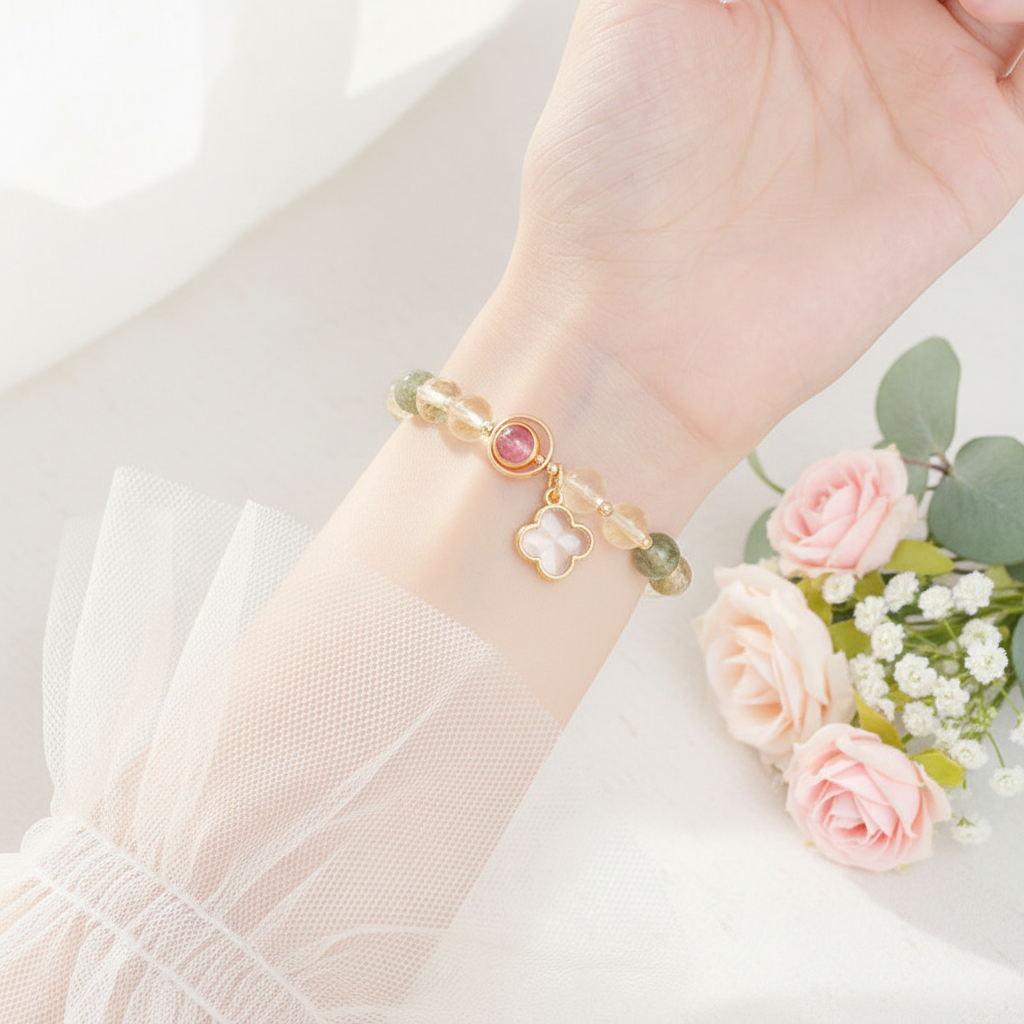 Green Phantom Crystal Wealth Bracelet - Lifestyle Shot