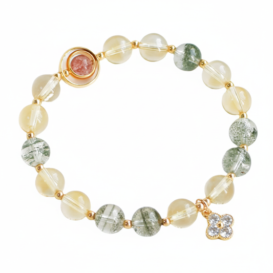 Green Phantom Crystal Wealth Bracelet - White Background