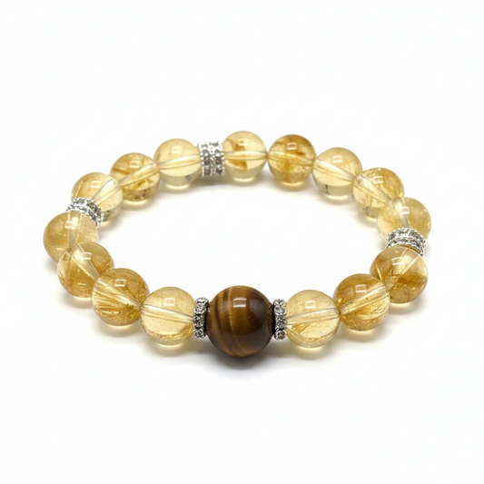 Citrine Tiger Eye Wealth Bracelet - White Background