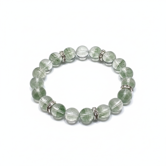Green Phantom Quartz Bracelet - White Background Studio Shot