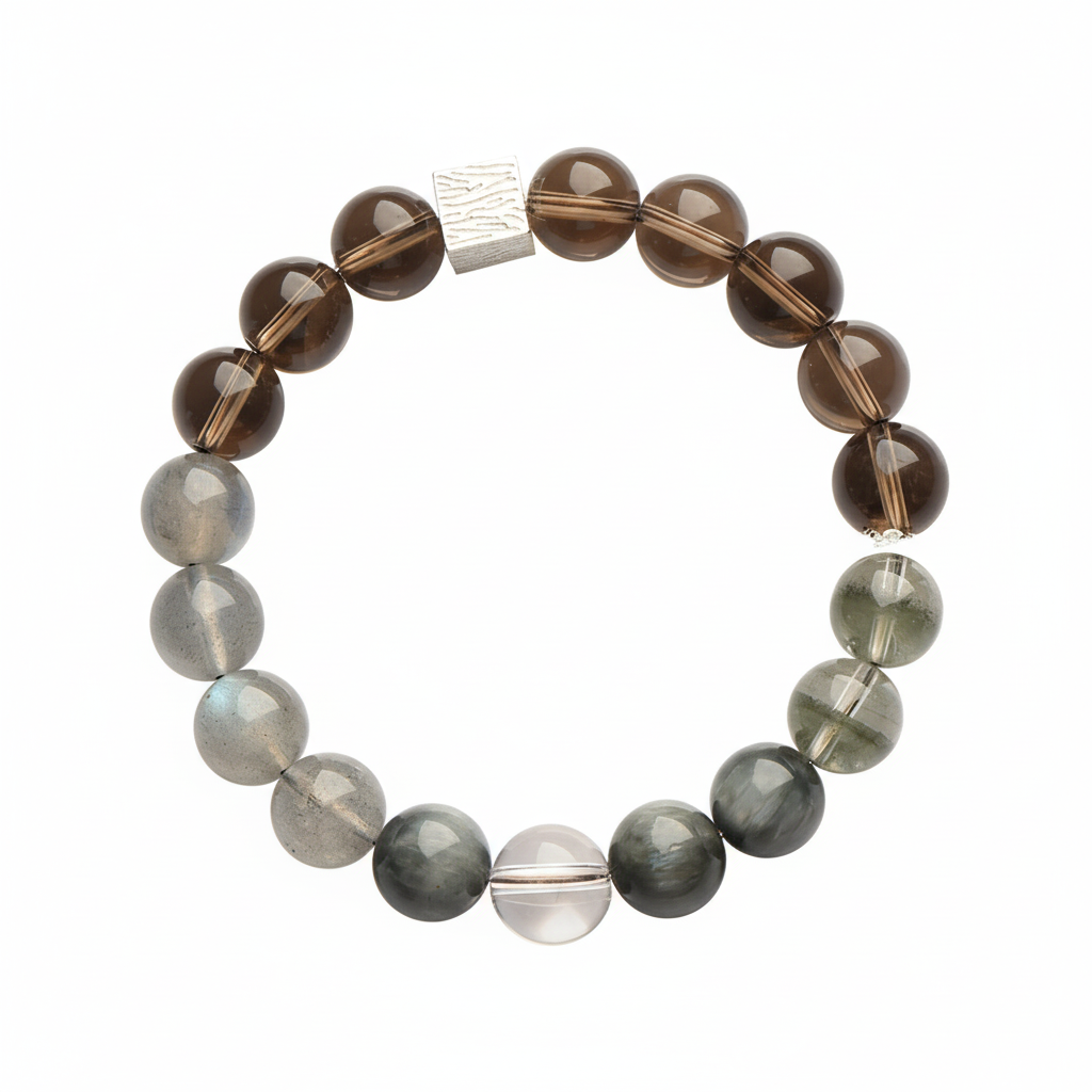 Smoky Quartz Labradorite Bracelet - White Background Studio Shot